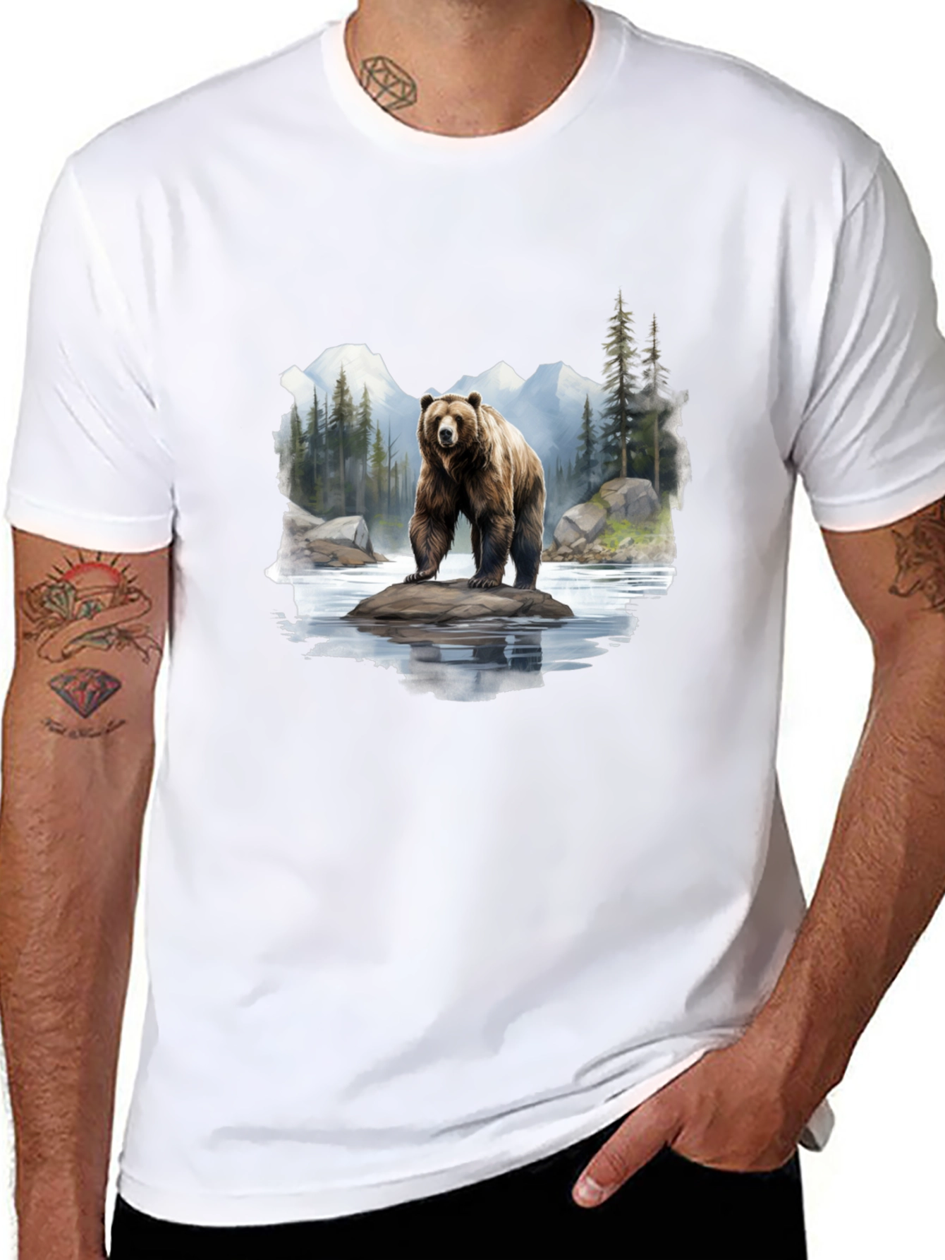 Bear On Rock Graphic Tee - Nature Lovers Apparel