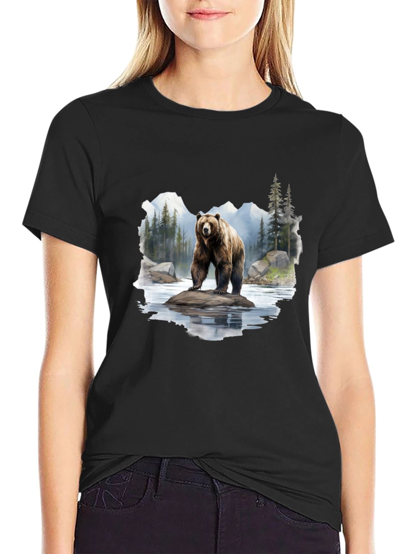 Bear On Rock Graphic Tee - Nature Lovers Apparel