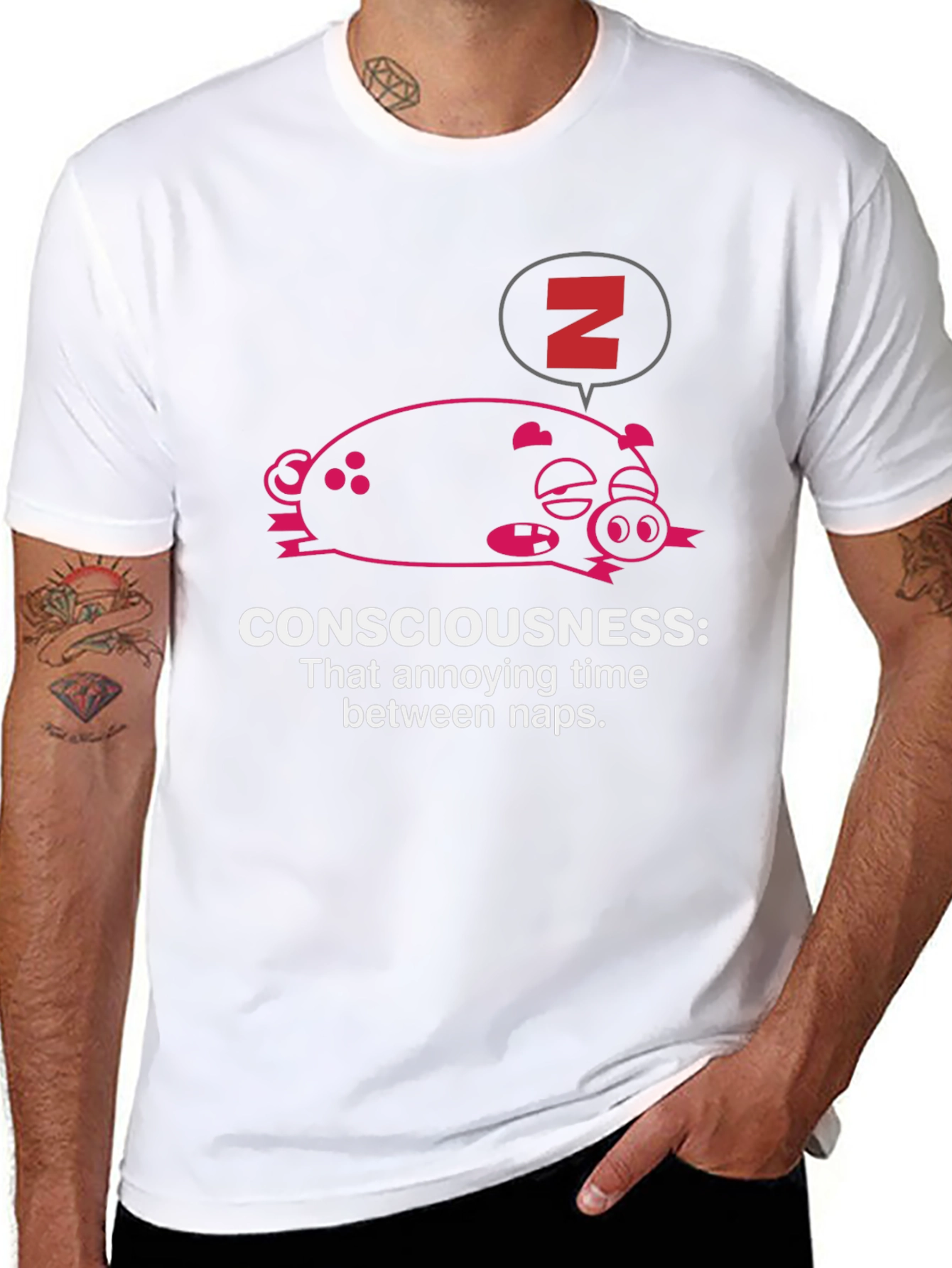 Consciousness Nap T-Shirt: Funny Sleep Pig