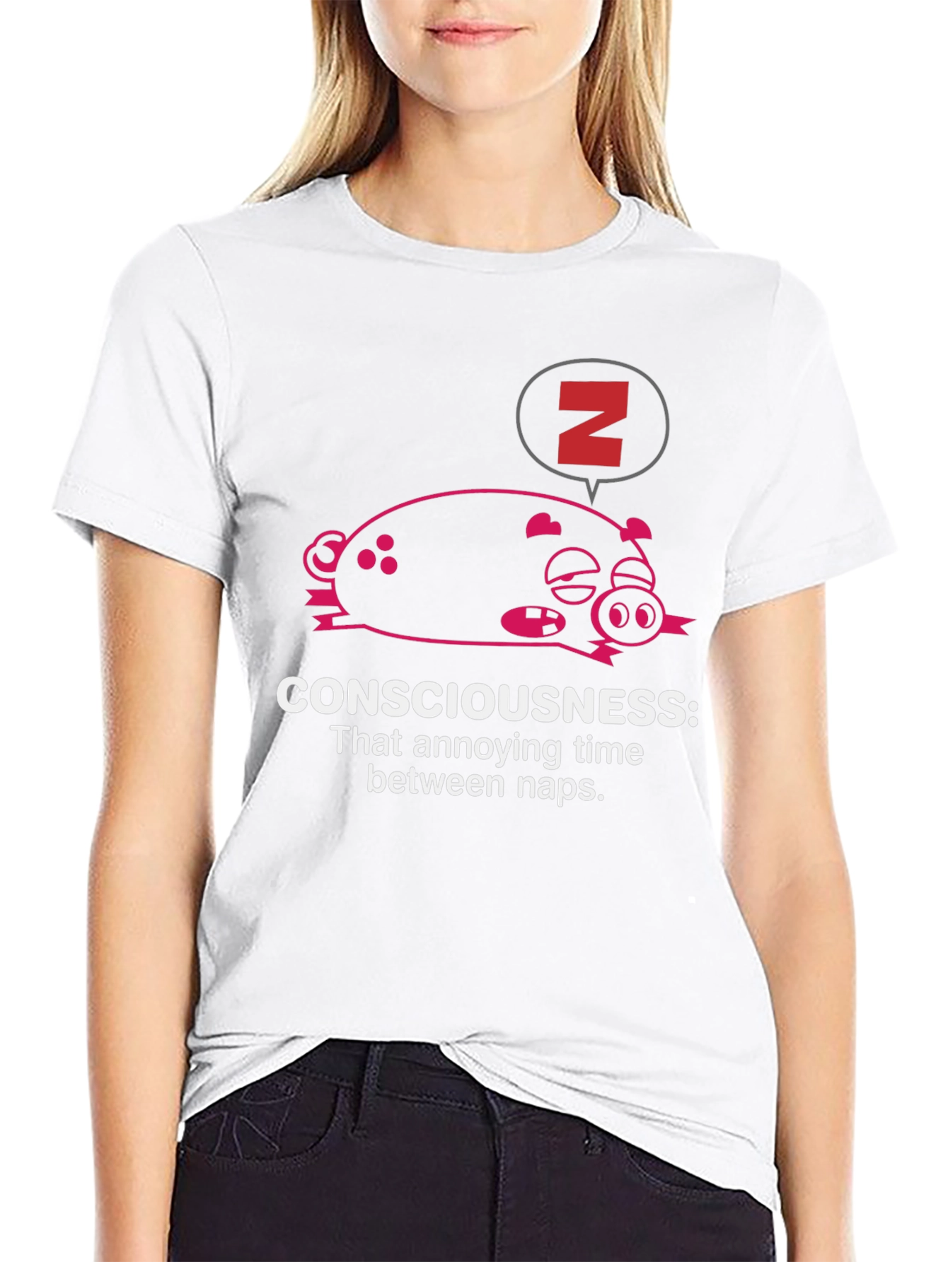 Consciousness Nap T-Shirt: Funny Sleep Pig