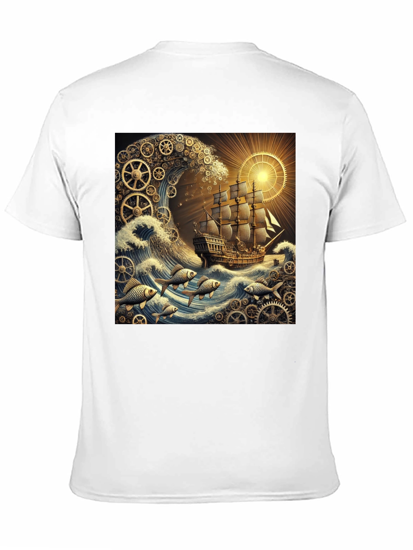 Steampunk Ship Waves Graphic Tee