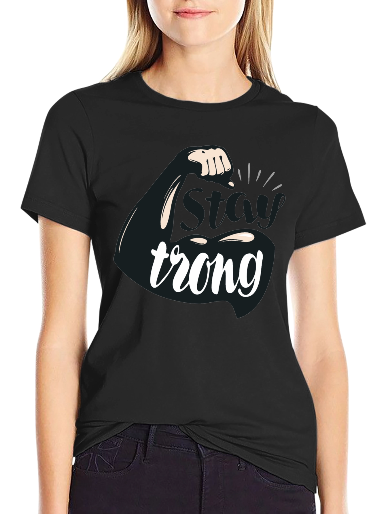 Stay Strong Flex Muscle Graphic T-Shirt
