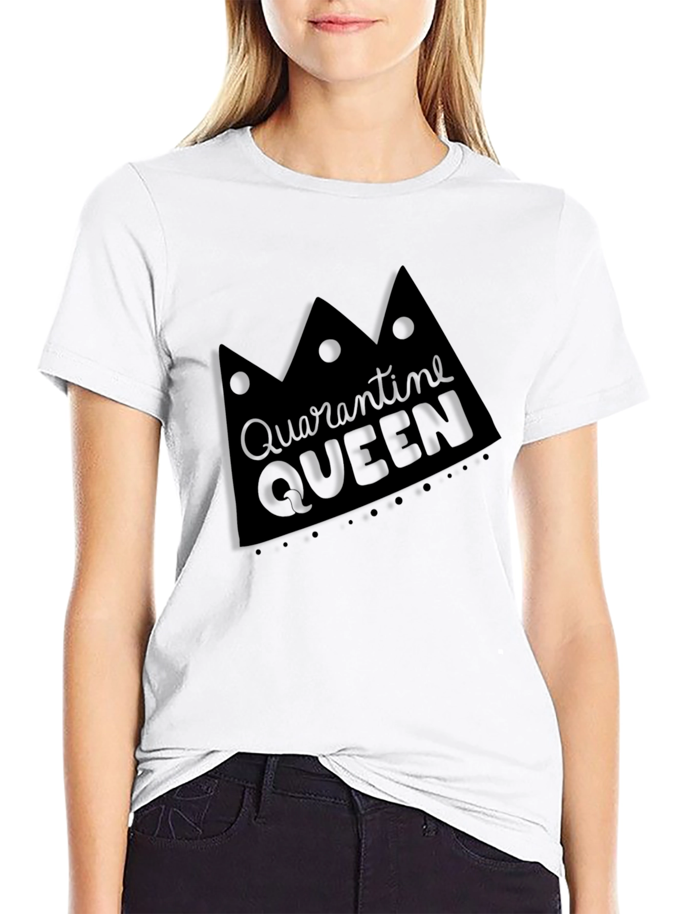Quarantine Queen Black Crew Neck Tee