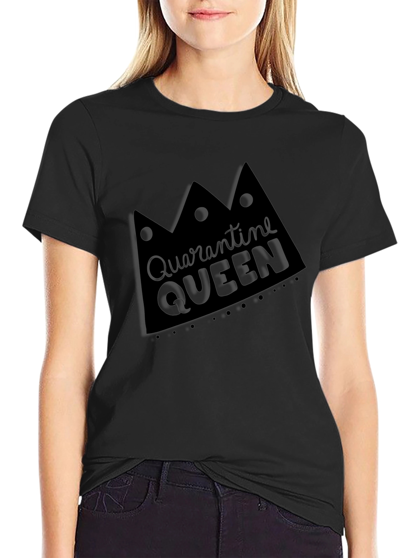 Quarantine Queen Black Crew Neck Tee