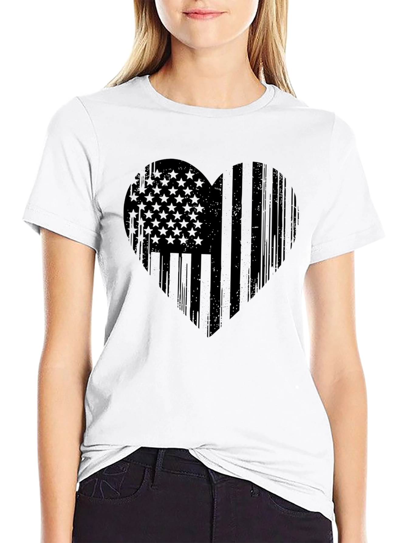 American Flag Heart T-Shirt - Patriotic Design