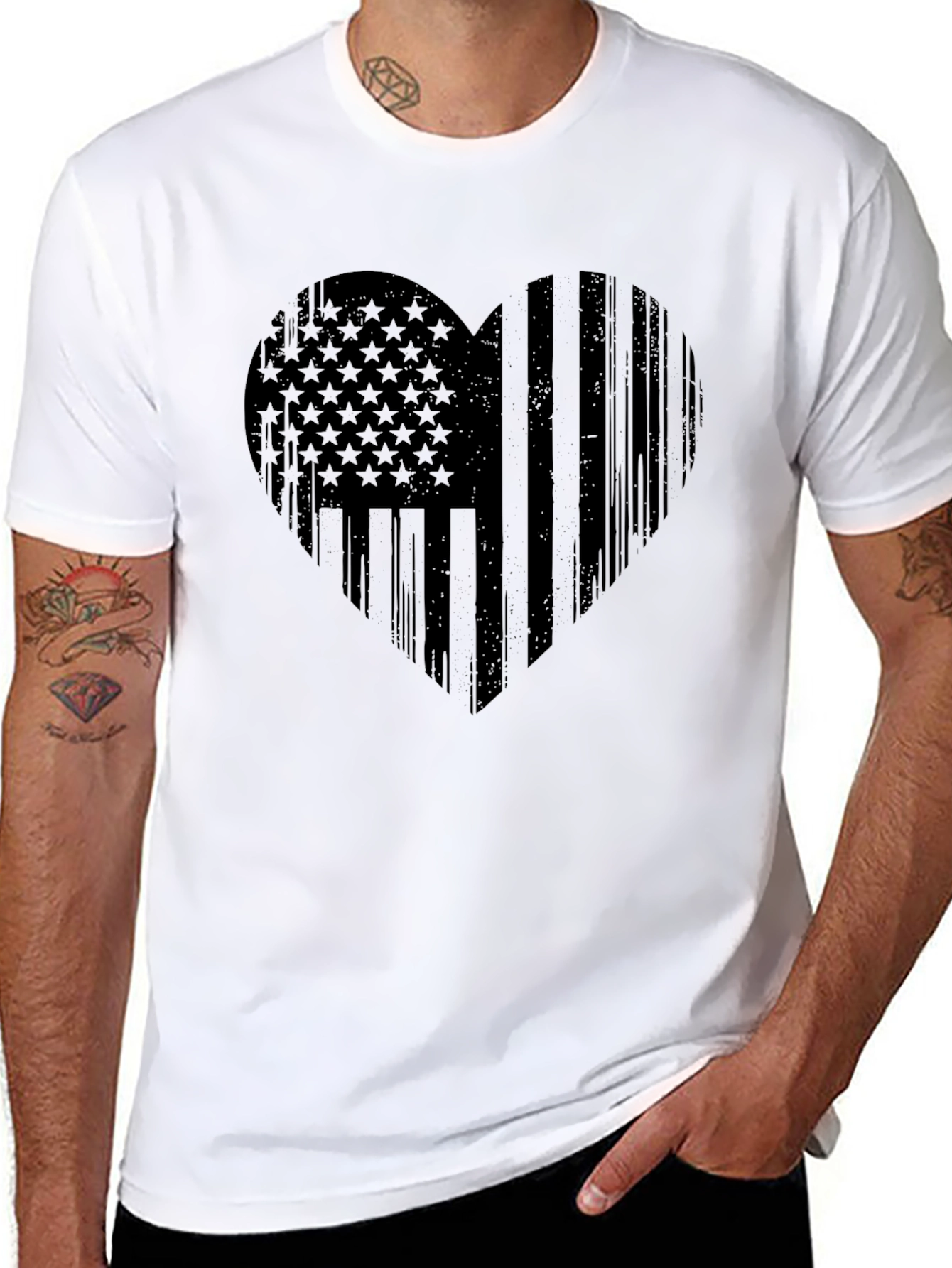 American Flag Heart T-Shirt - Patriotic Design