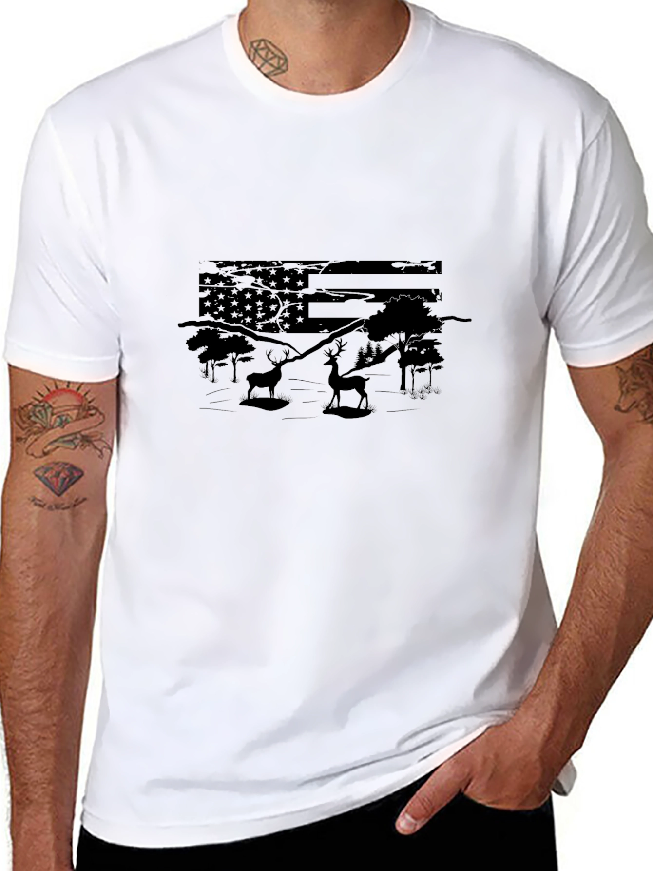 American Flag Deer Hunting T-Shirt