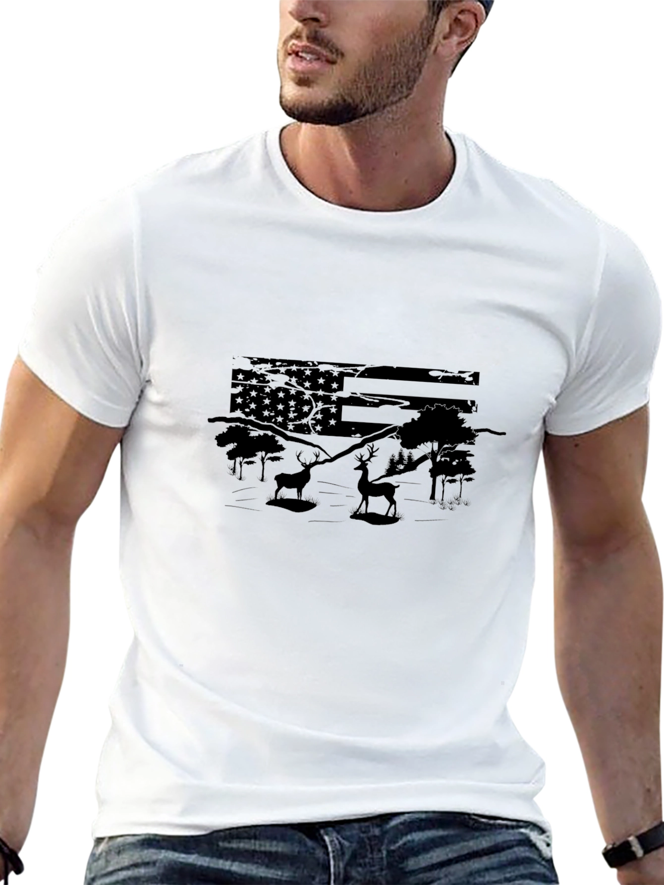 American Flag Deer Hunting T-Shirt