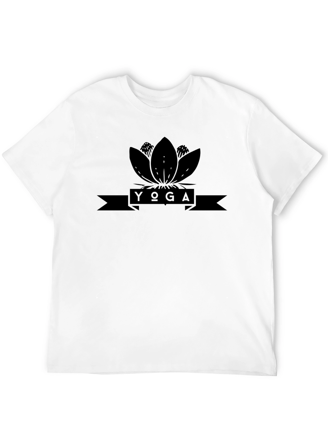 Black Yoga Lotus T-Shirt - Meditative Style