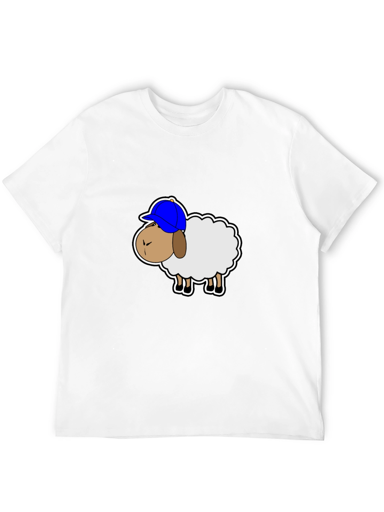 Funny Sheep with Hat Graphic Tee - Black