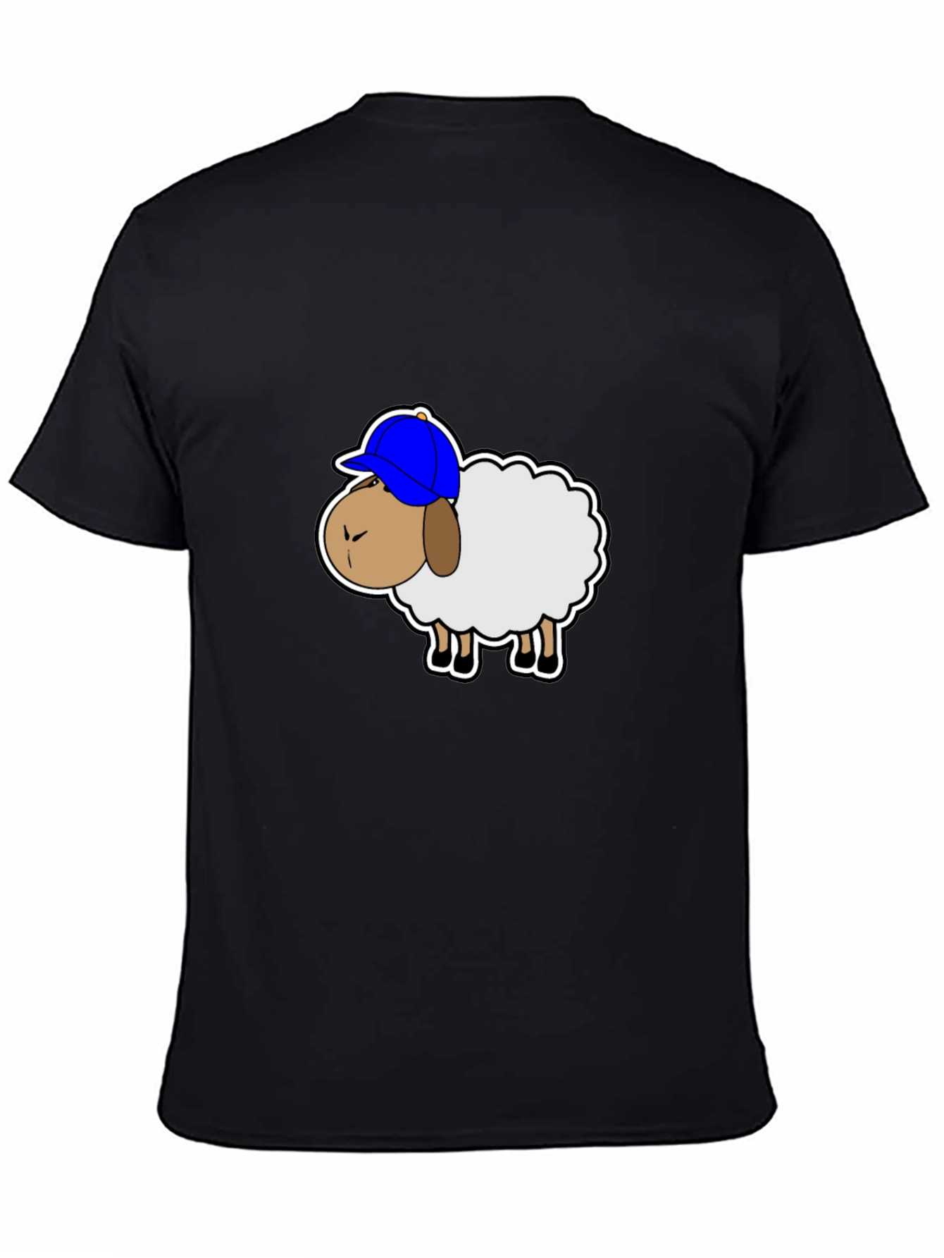 Funny Sheep with Hat Graphic Tee - Black