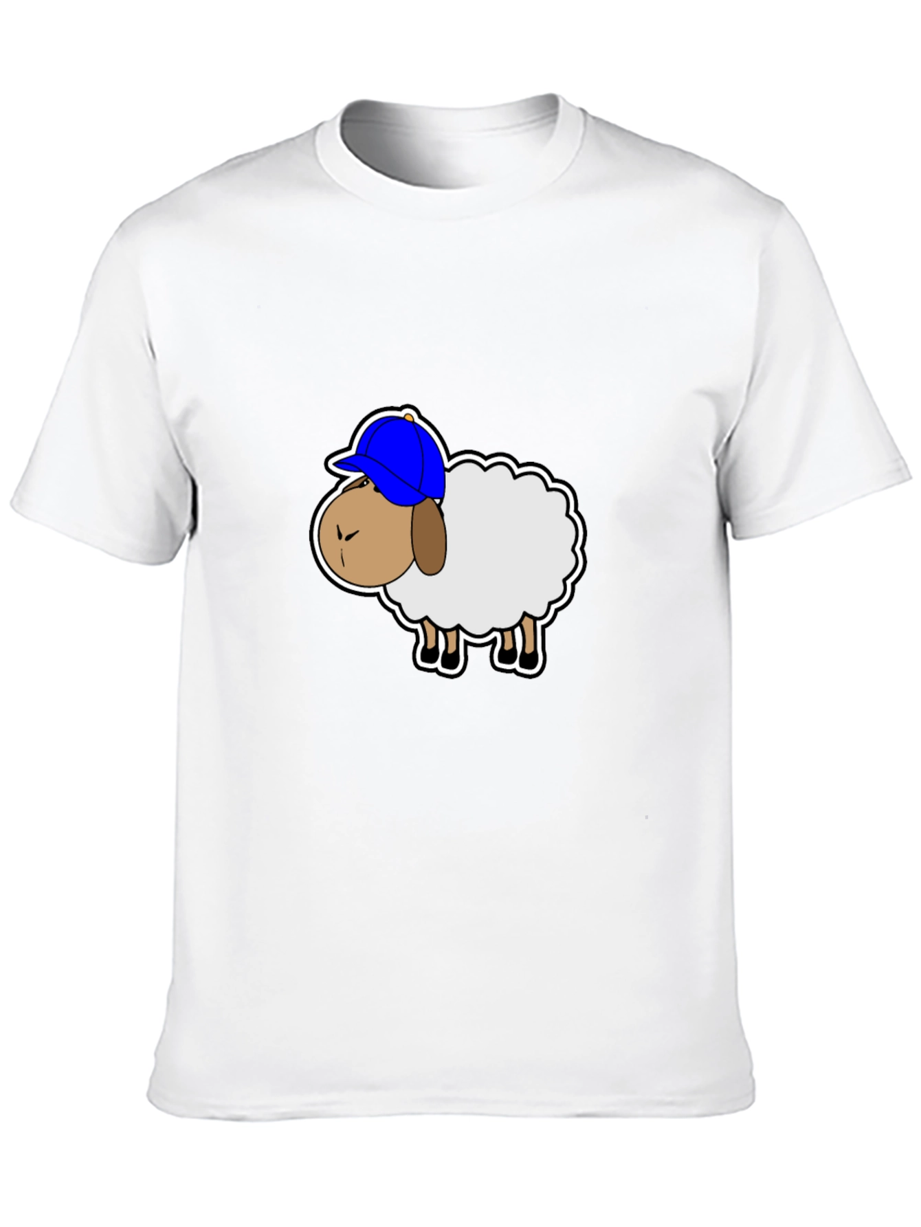 Funny Sheep with Hat Graphic Tee - Black