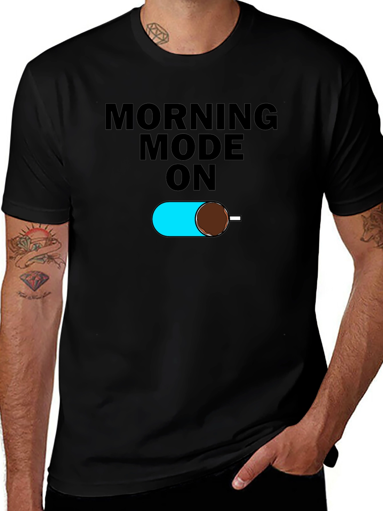 Morning Mode On Black T-Shirt