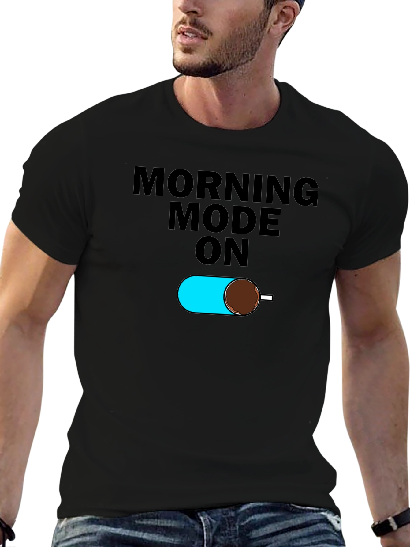 Morning Mode On Black T-Shirt
