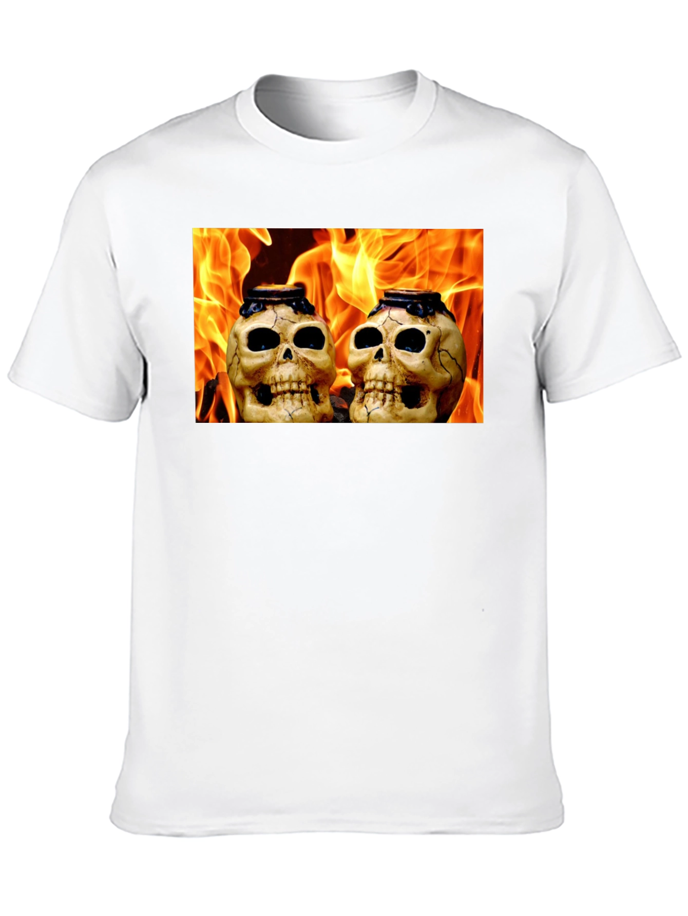 Skull & Flames Graphic Tee - Mens Black T-Shirt