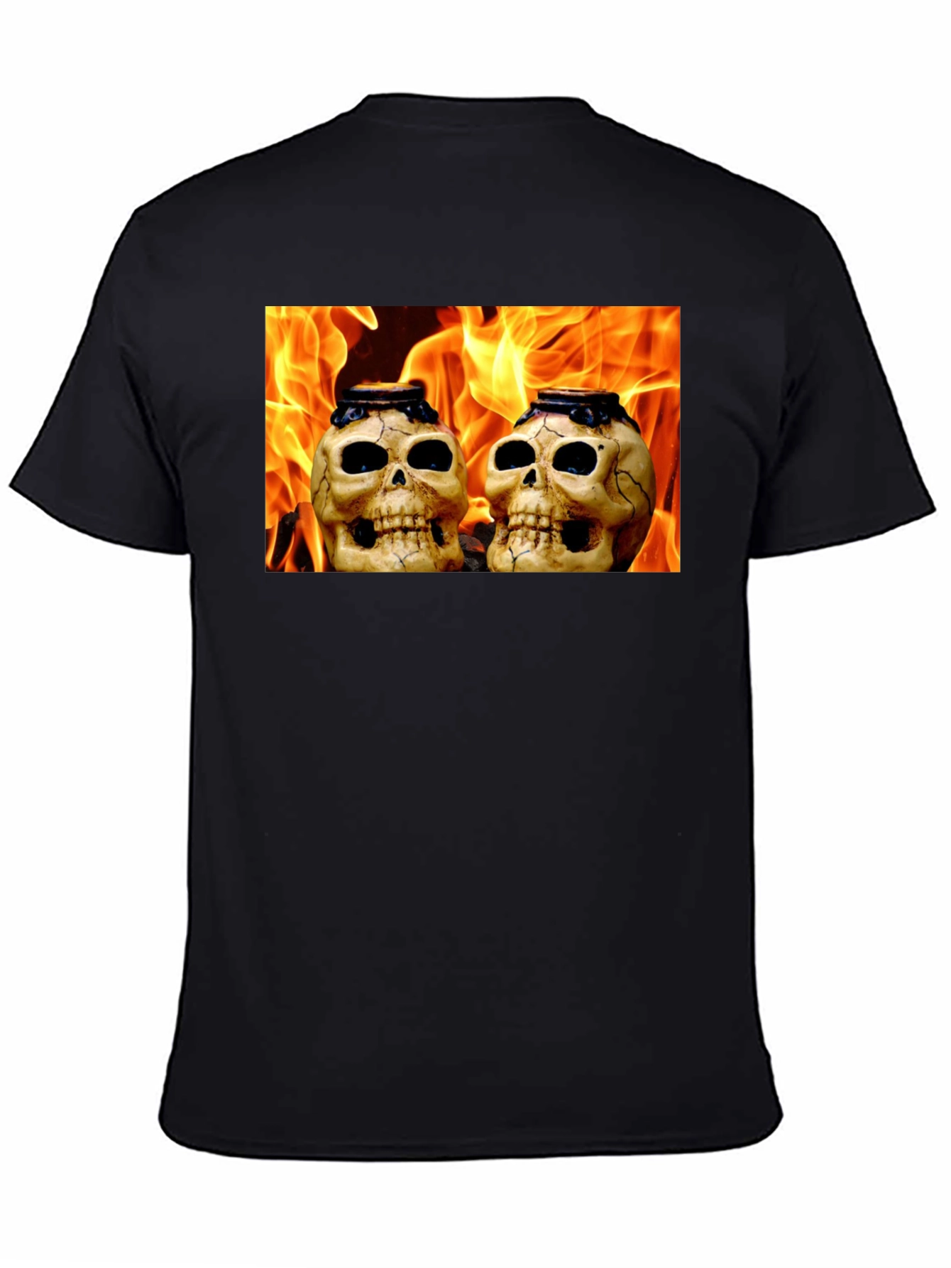 Skull & Flames Graphic Tee - Mens Black T-Shirt