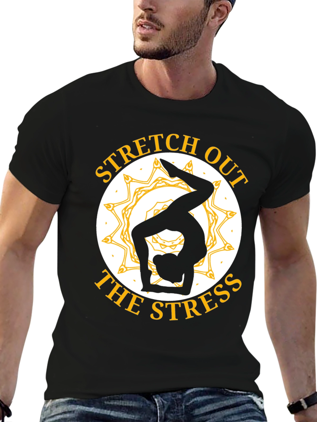 Stretch Out Stress Yoga T-Shirt - Black