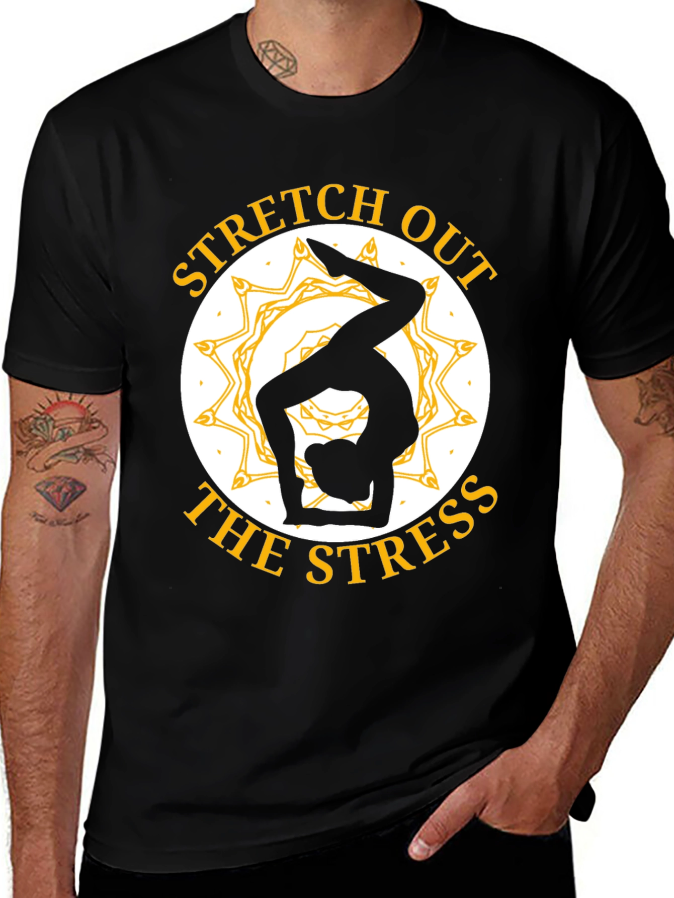 Stretch Out Stress Yoga T-Shirt - Black