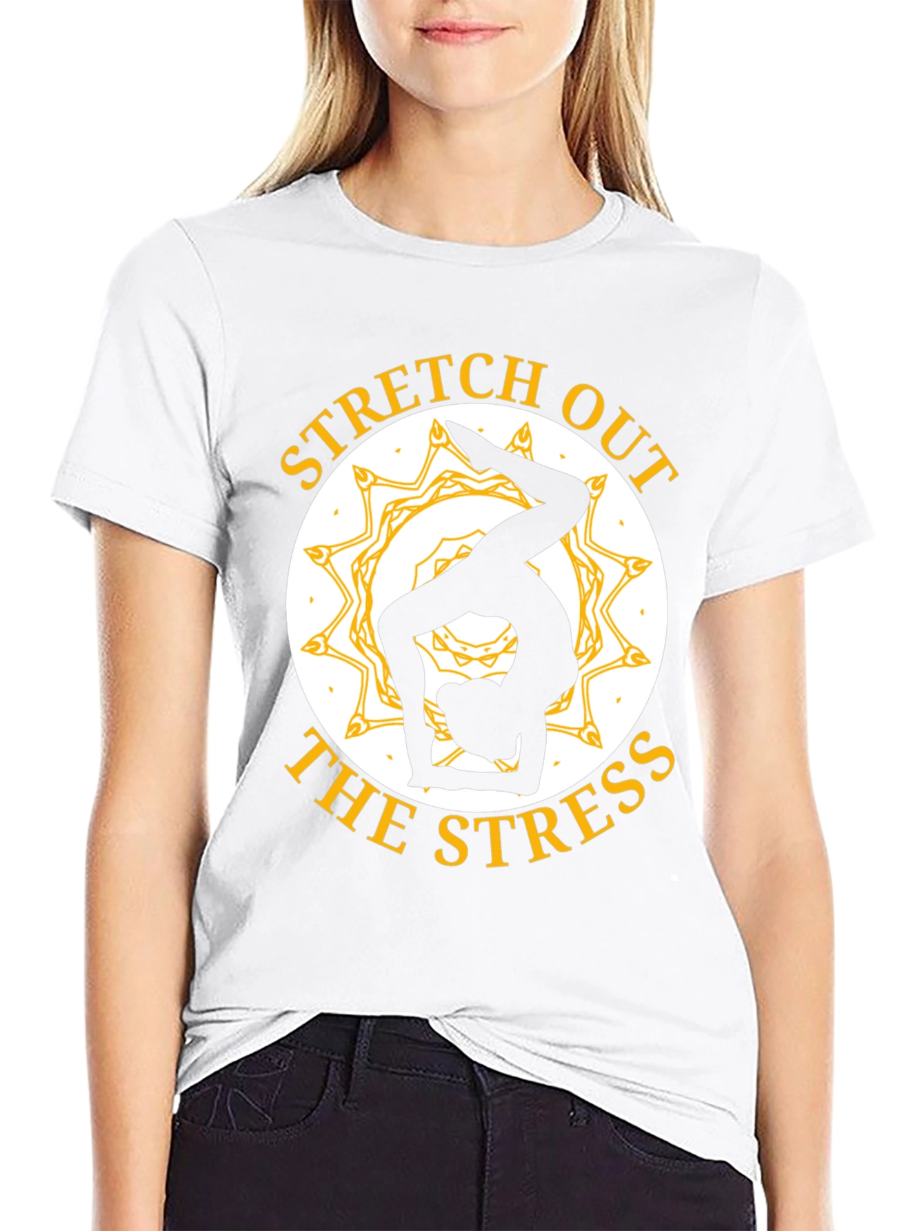 Stretch Out Stress Yoga T-Shirt - Black