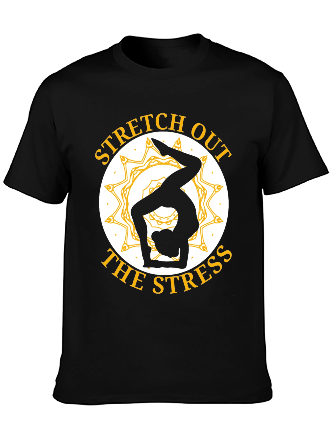 Stretch Out Stress Yoga T-Shirt - Black