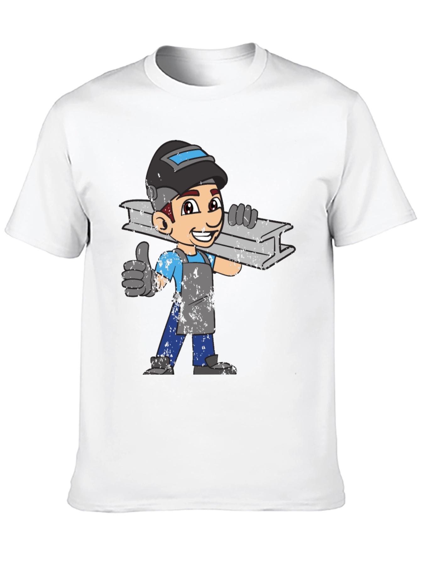 Welder Cartoon Graphic T-Shirt - Black