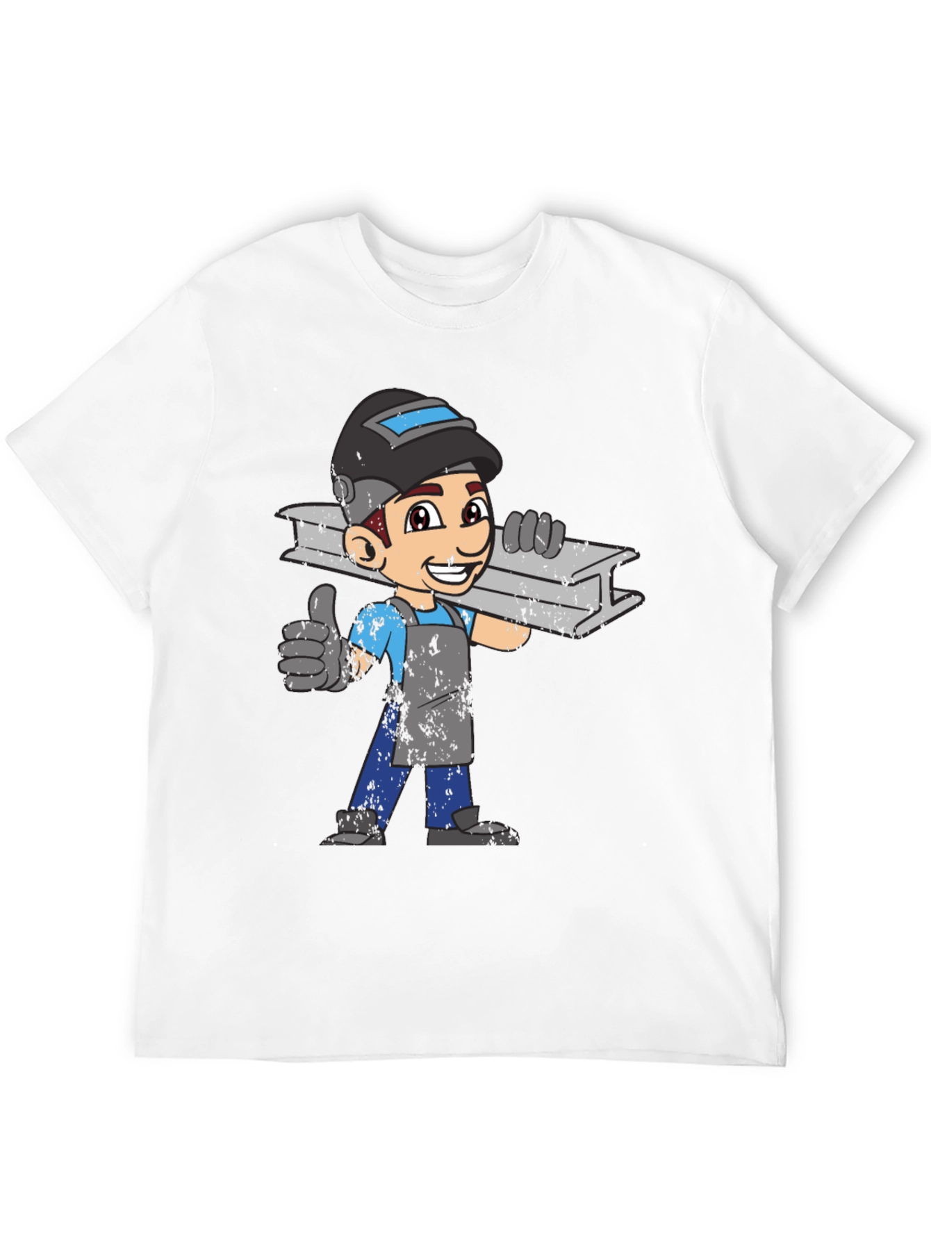 Welder Cartoon Graphic T-Shirt - Black