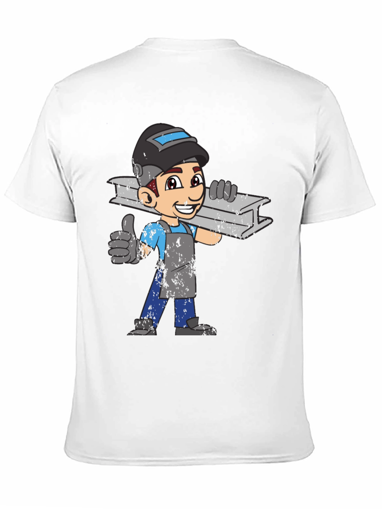 Welder Cartoon Graphic T-Shirt - Black
