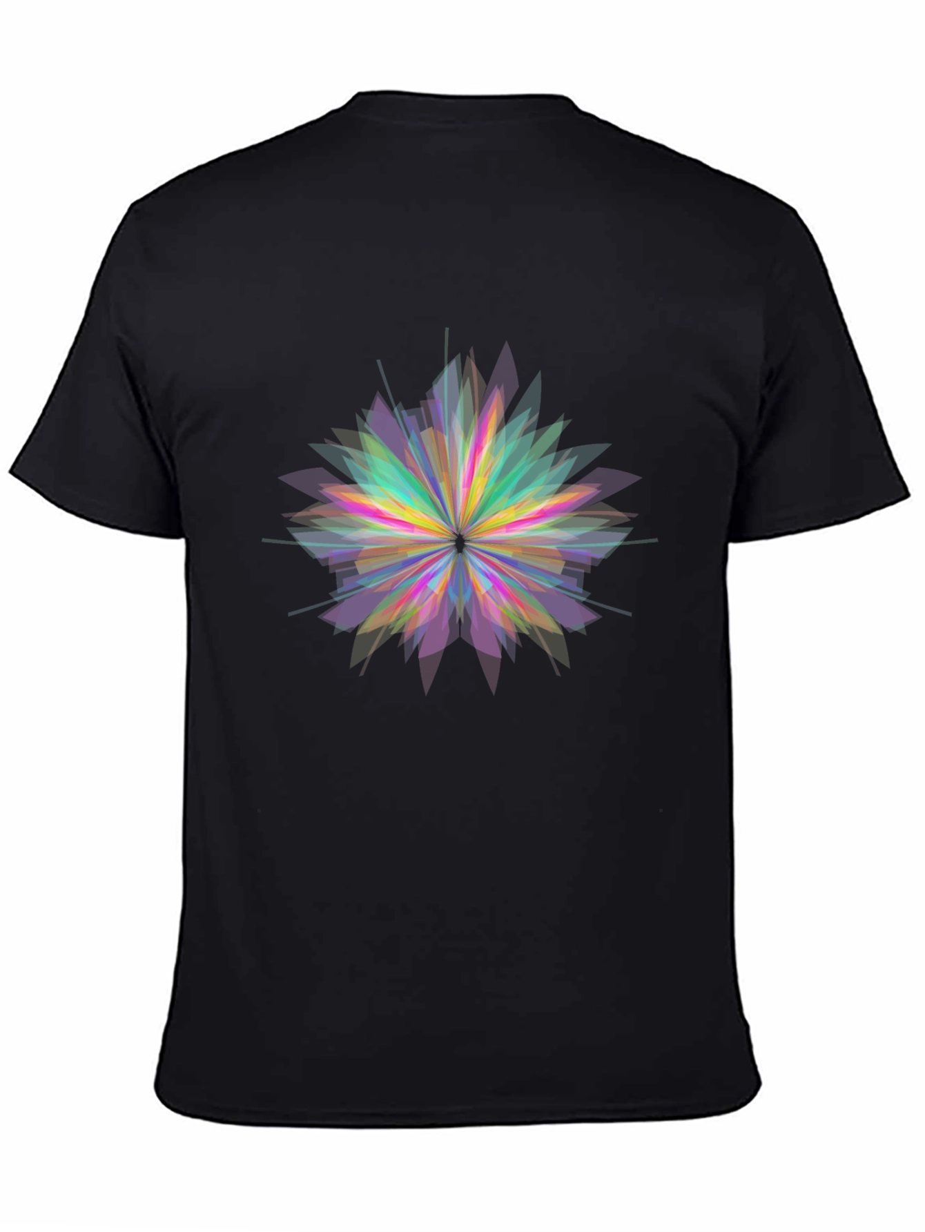 Geometric Flower Graphic Black T-Shirt