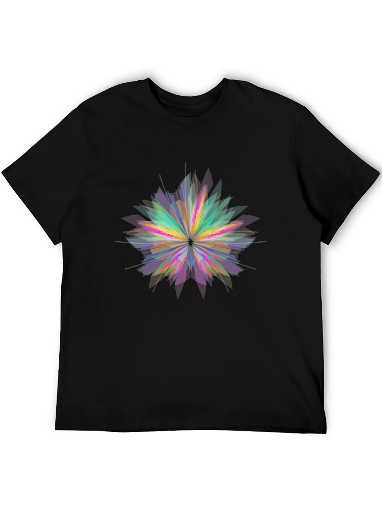 Geometric Flower Graphic Black T-Shirt