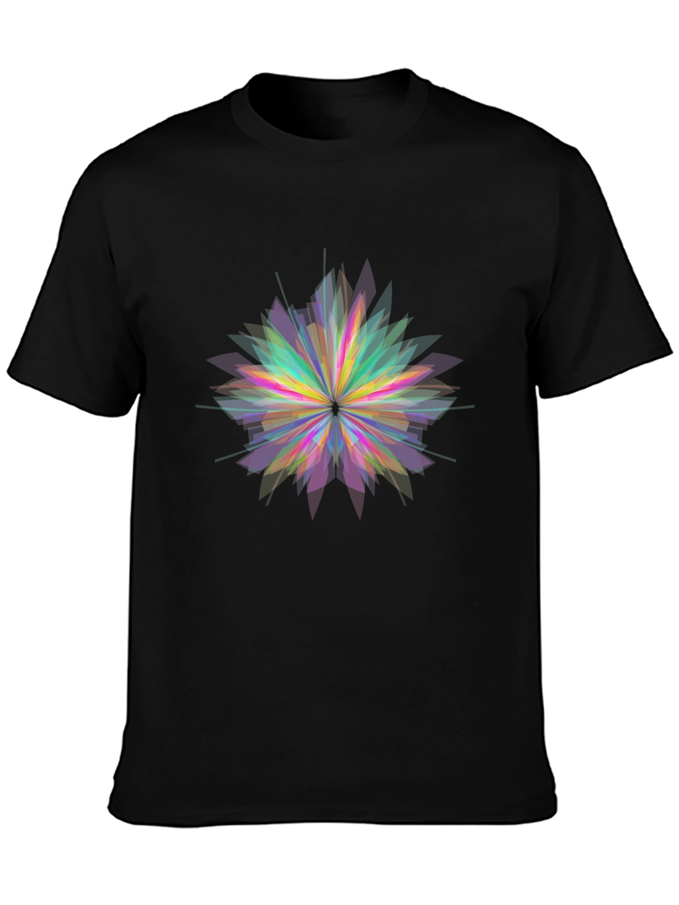 Geometric Flower Graphic Black T-Shirt