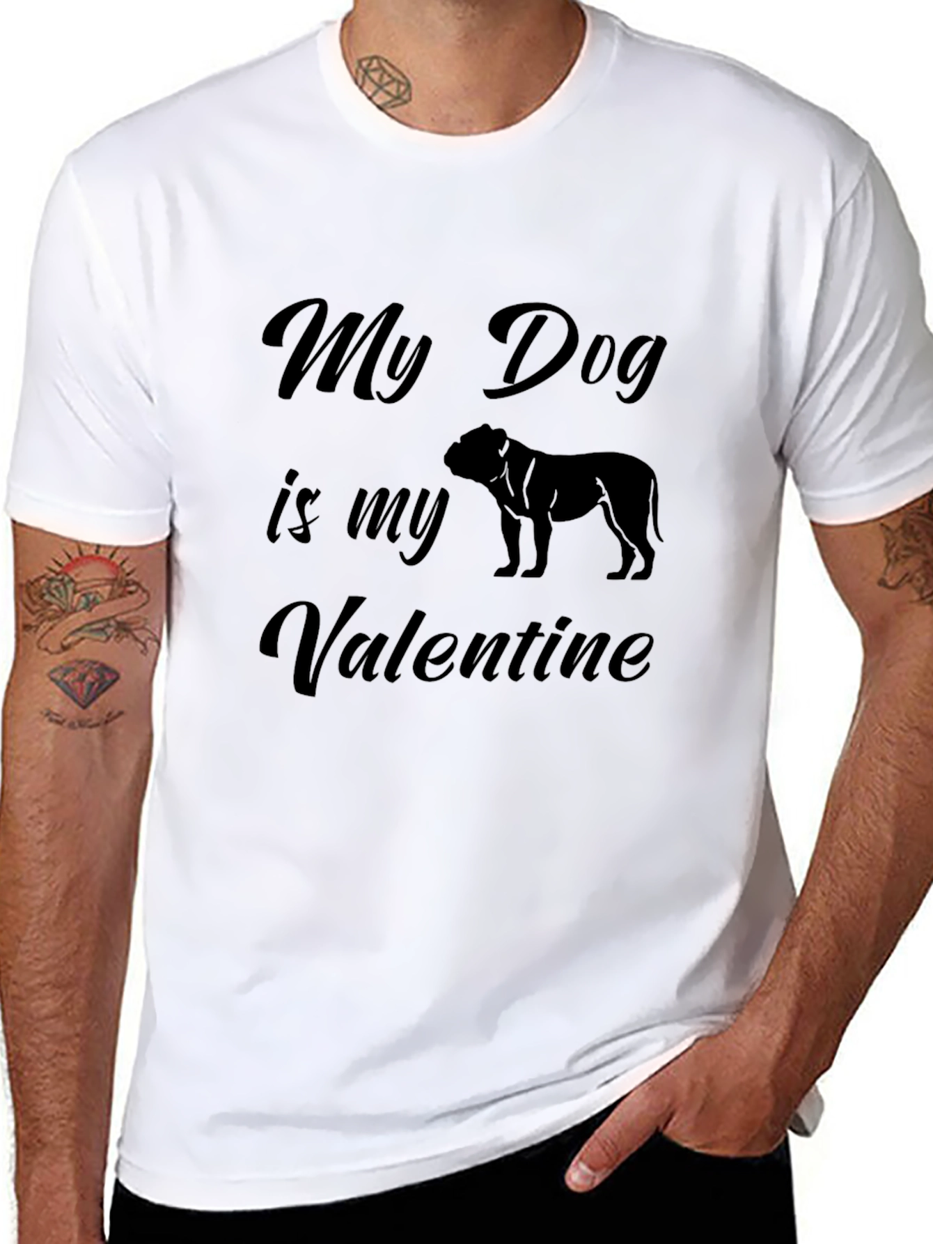 My Dog is My Valentine Black T-Shirt