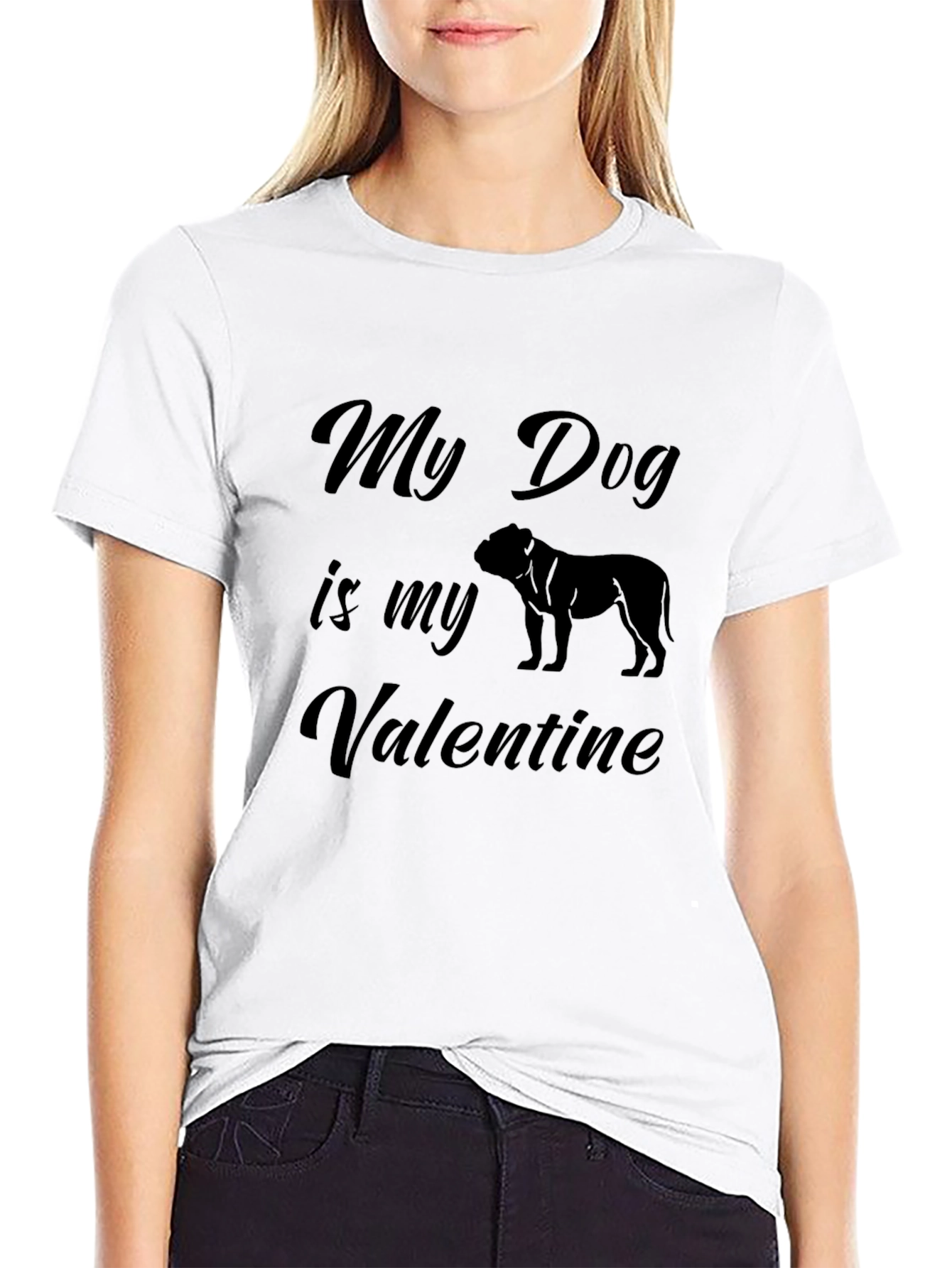 My Dog is My Valentine Black T-Shirt