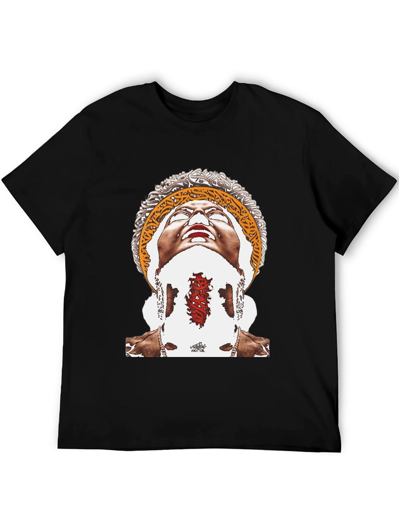 Unique Graphic Print Black Tee
