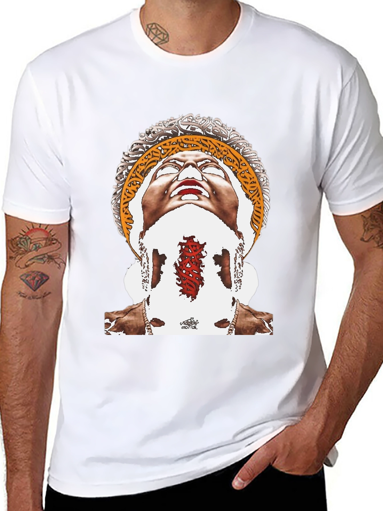 Unique Graphic Print Black Tee