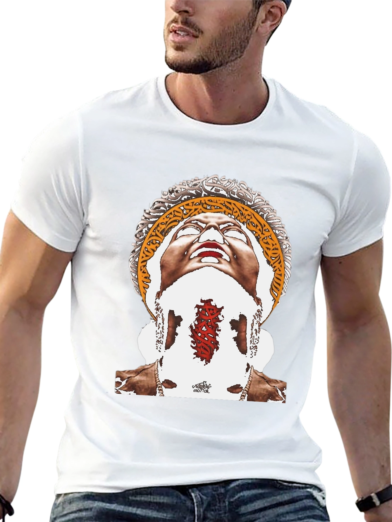 Unique Graphic Print Black Tee