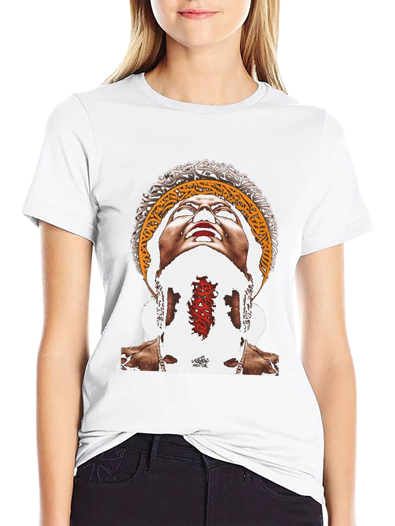 Unique Graphic Print Black Tee