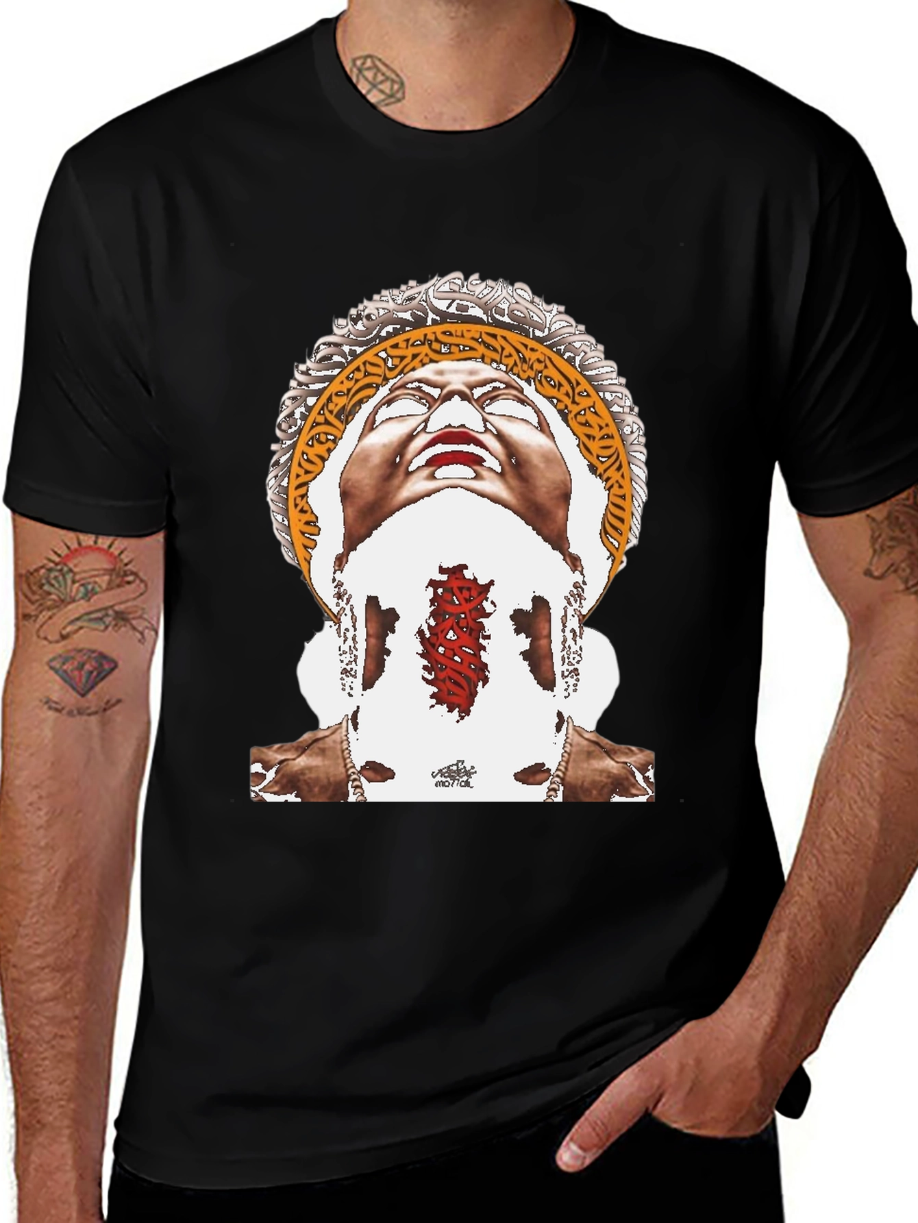 Unique Graphic Print Black Tee
