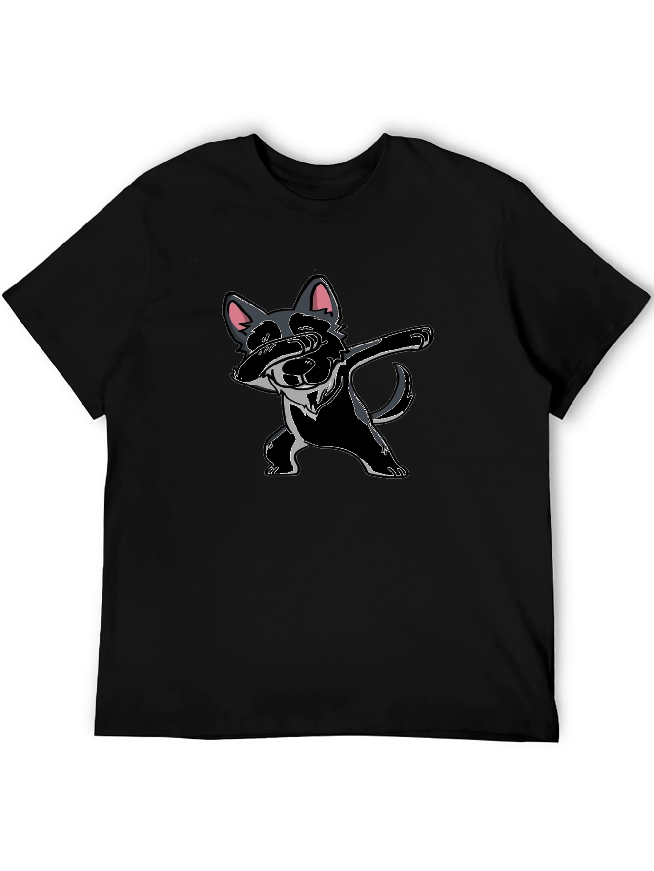 Dabbing Dog Graphic Tee - Black Cotton Comfort