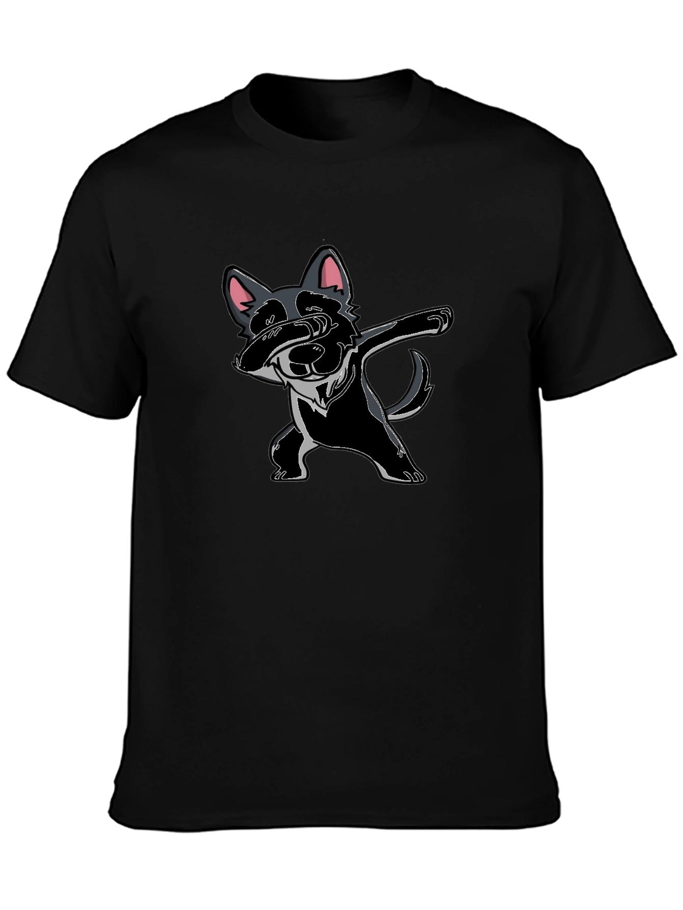 Dabbing Dog Graphic Tee - Black Cotton Comfort