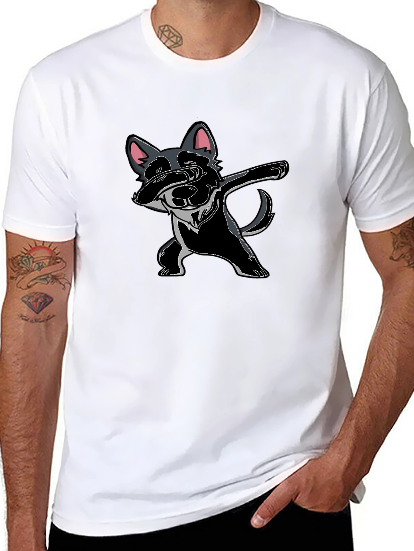 Dabbing Dog Graphic Tee - Black Cotton Comfort