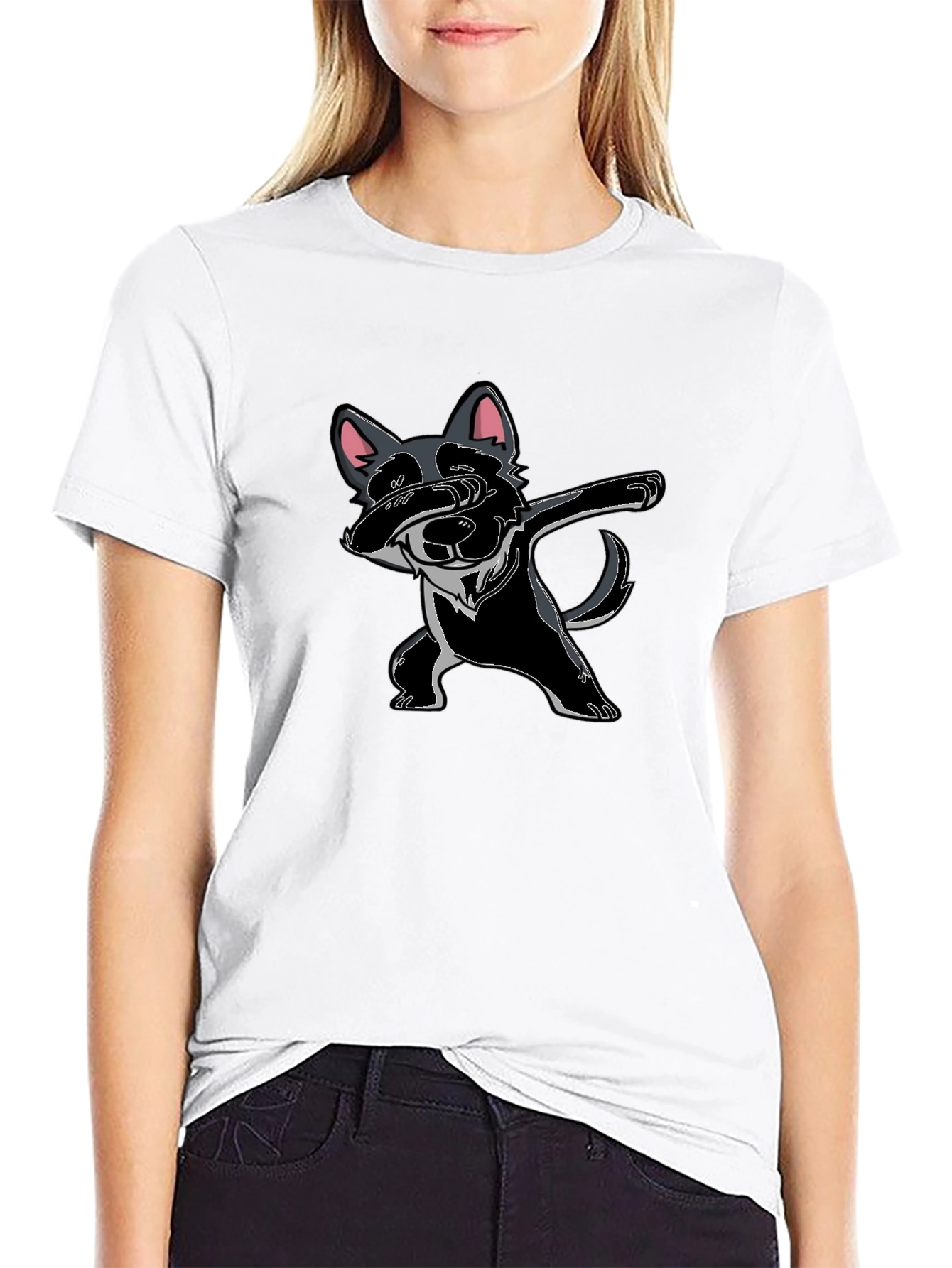 Dabbing Dog Graphic Tee - Black Cotton Comfort