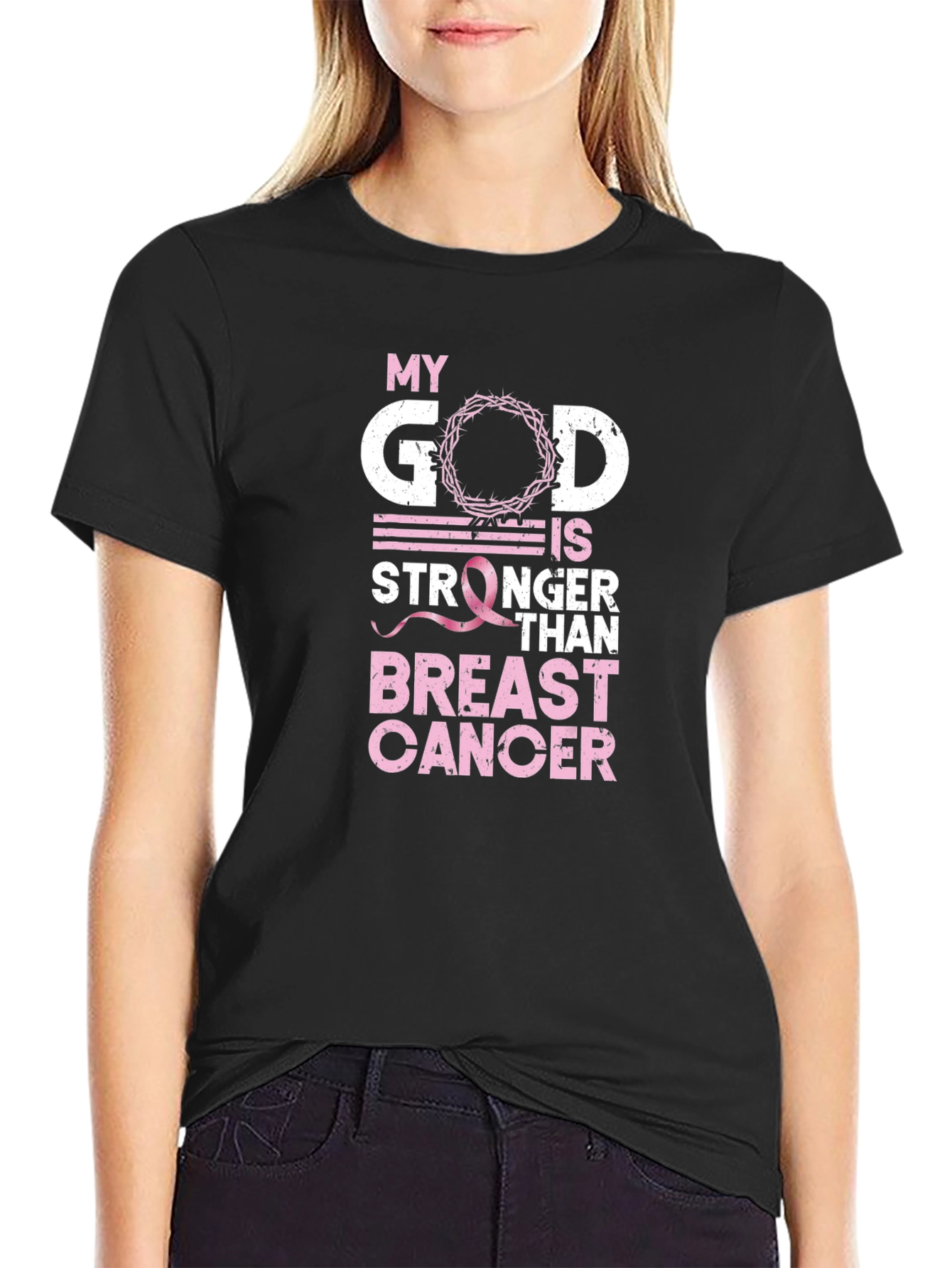 My God is Stronger Than Breast Cancer Awareness T-Shirt