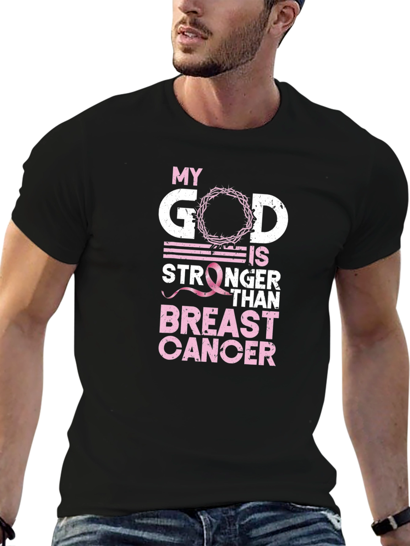 My God is Stronger Than Breast Cancer Awareness T-Shirt