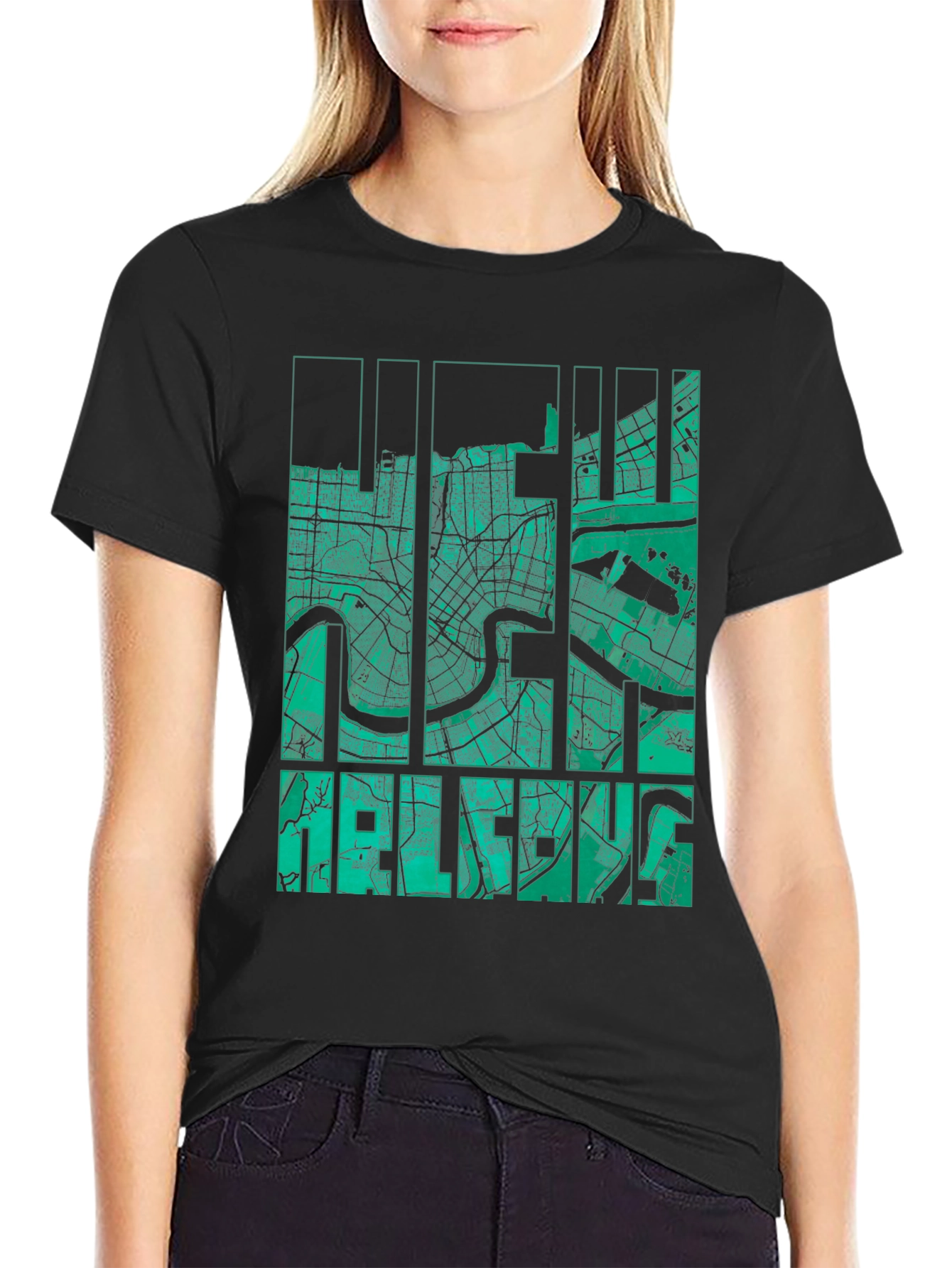 New Orleans Map Graphic Print Tee