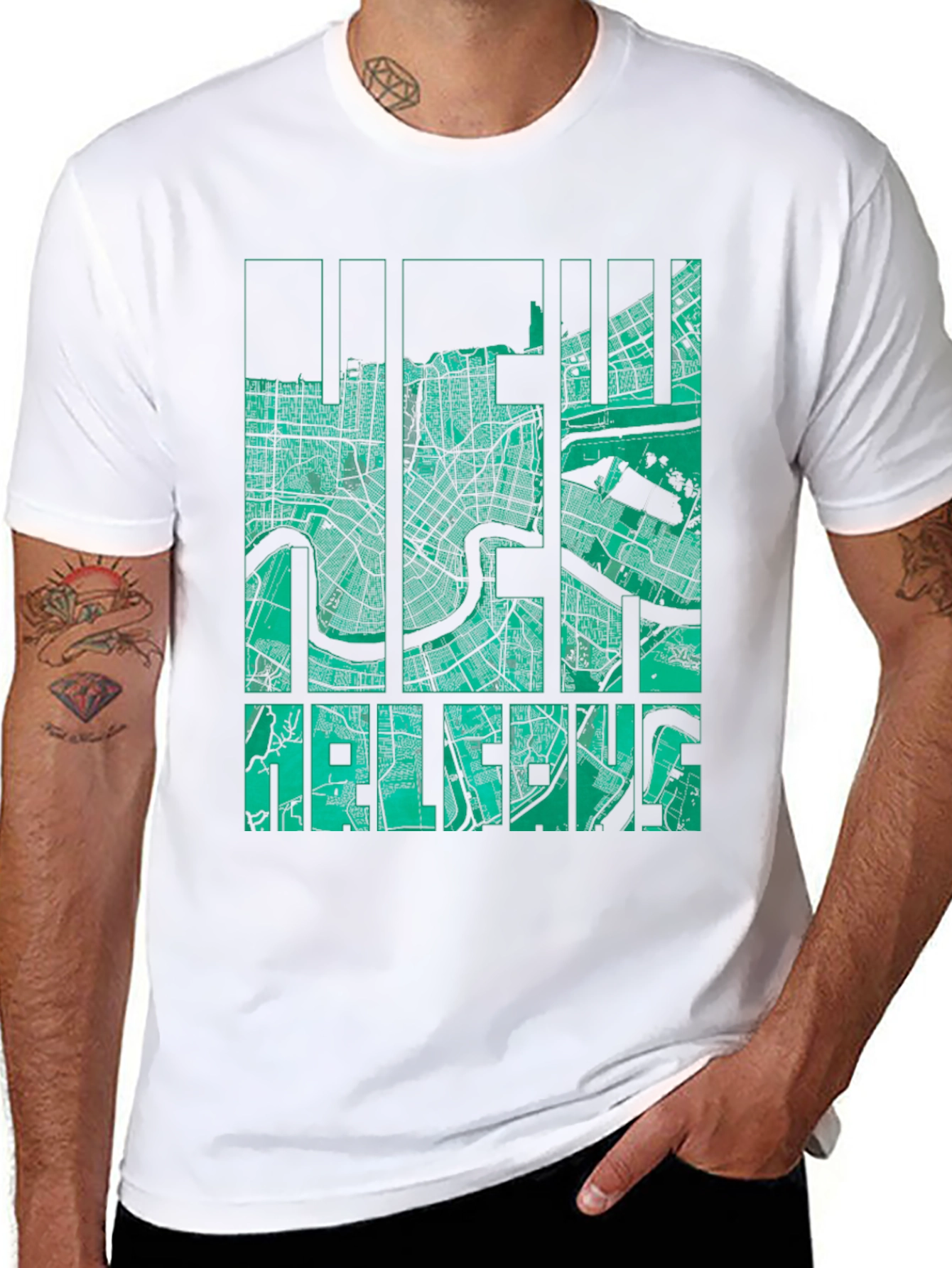 New Orleans Map Graphic Print Tee