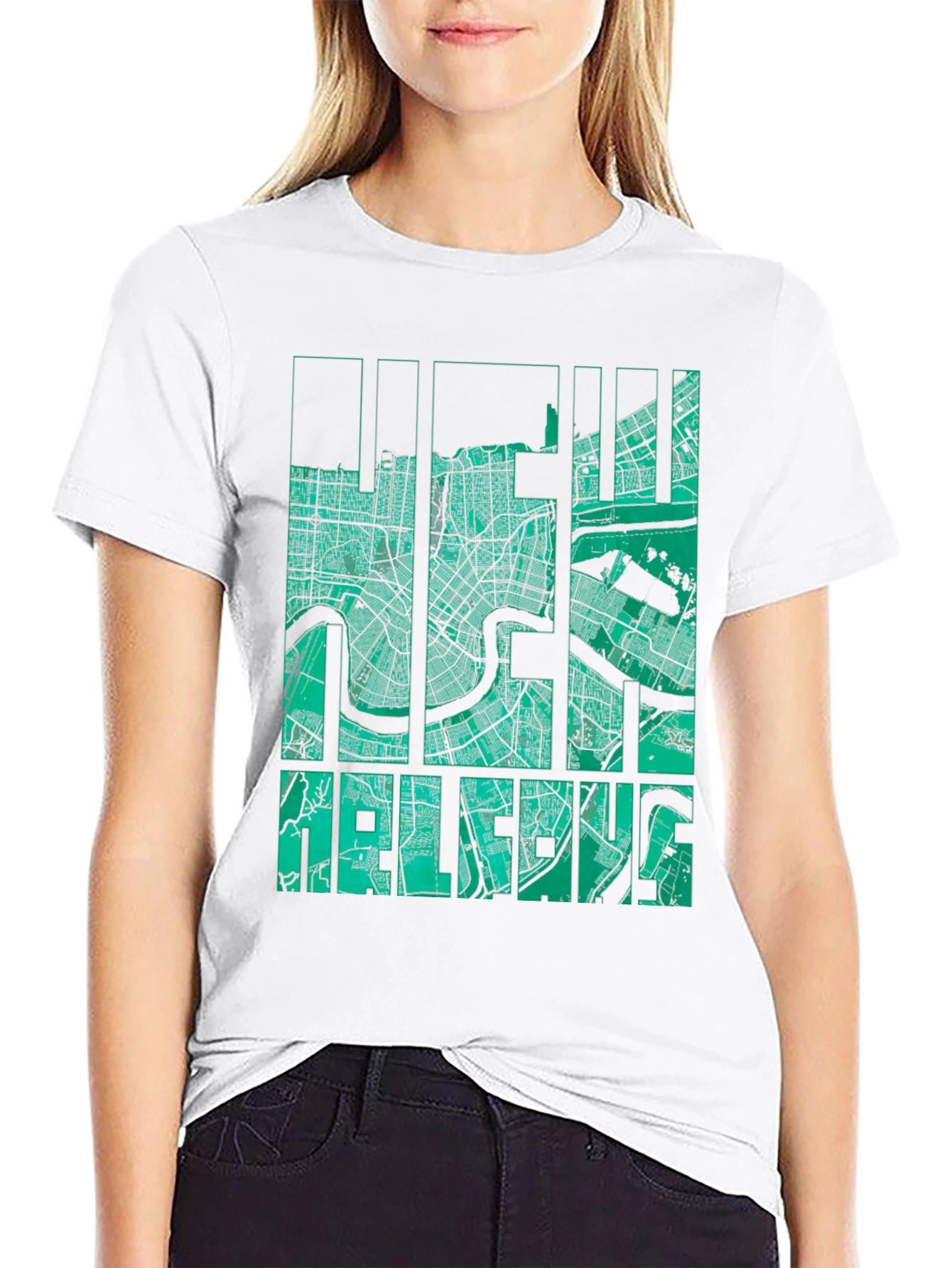 New Orleans Map Graphic Print Tee