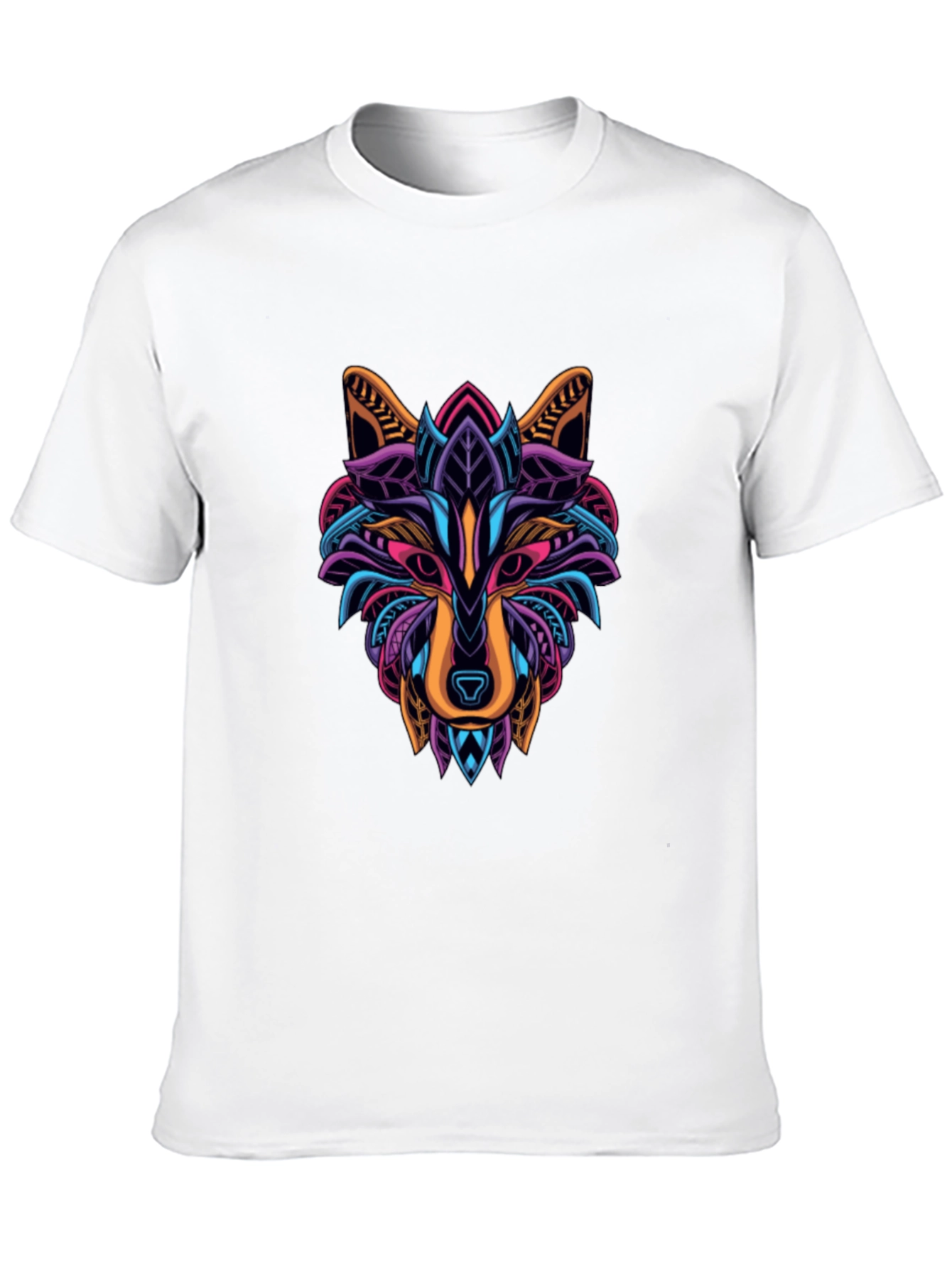 Vibrant Wolf Graphic T-Shirt - Mens Black Tee