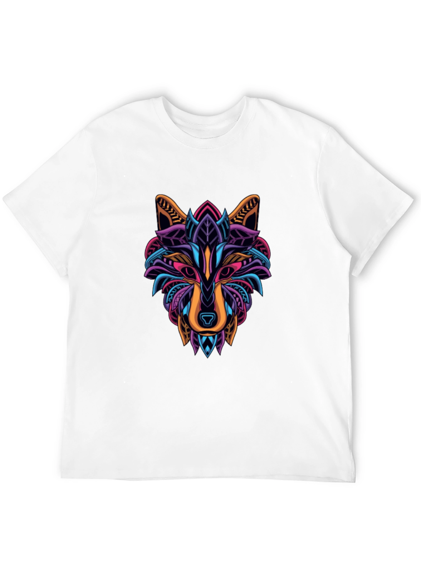 Vibrant Wolf Graphic T-Shirt - Mens Black Tee