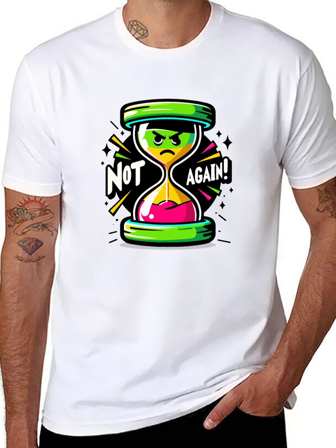 Not Again! Graphic Print Black T-Shirt
