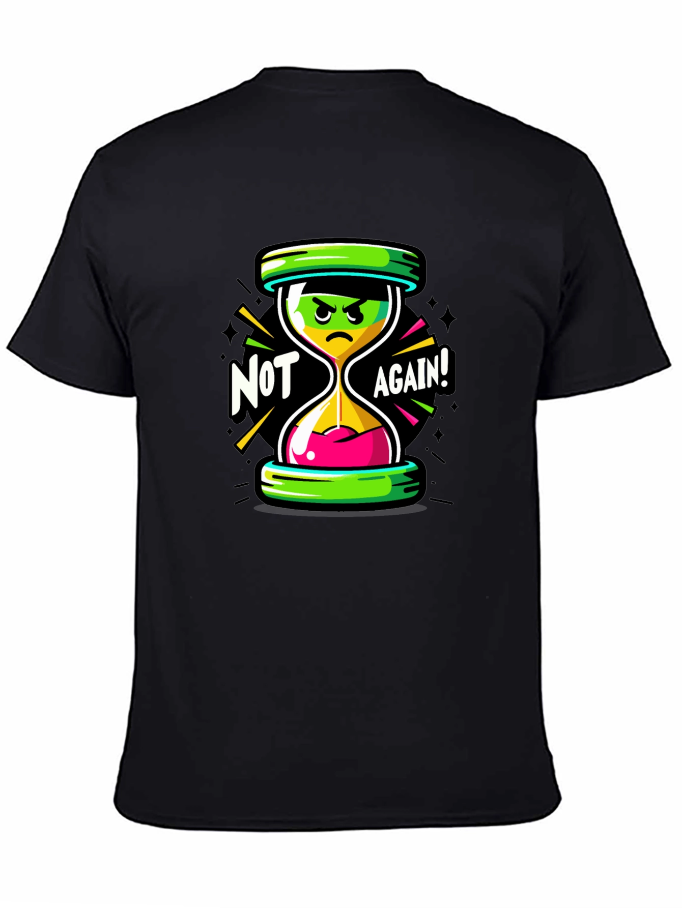 Not Again! Graphic Print Black T-Shirt